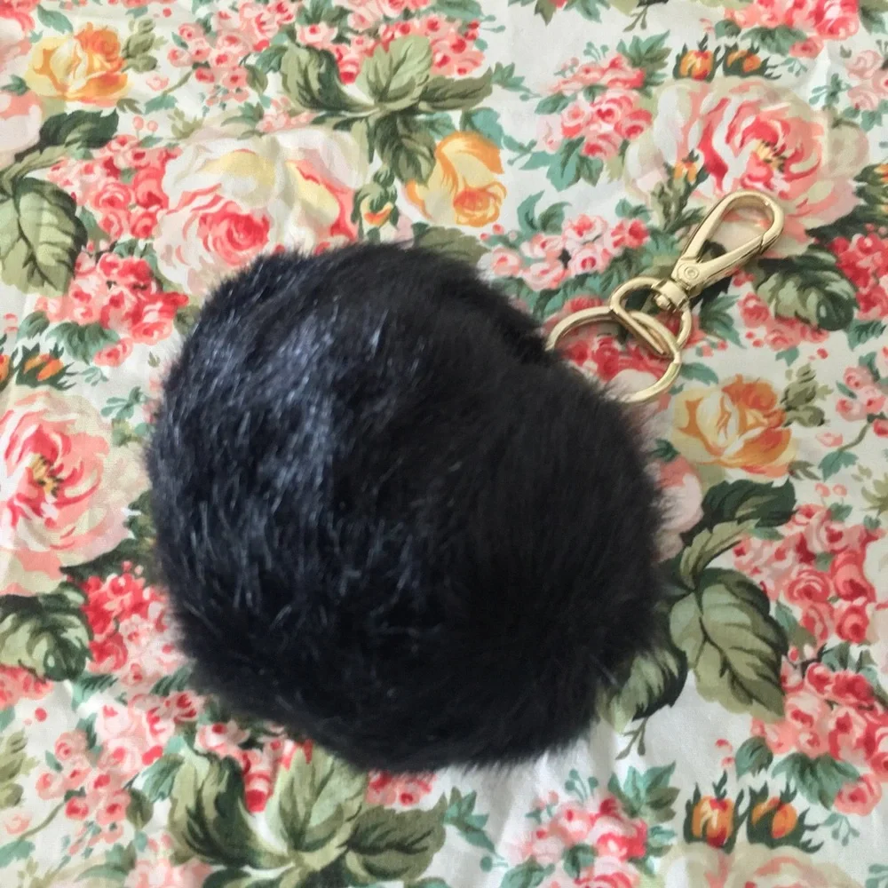 Black Pom Pom Keychain Purse Charm